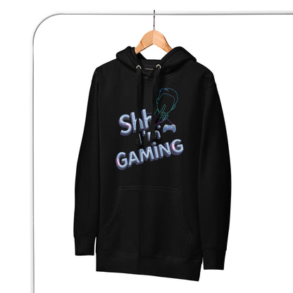 Shh Im Gaming Hoodie Neon Humor For Real Gamers – original gamer merch by GenioGoods