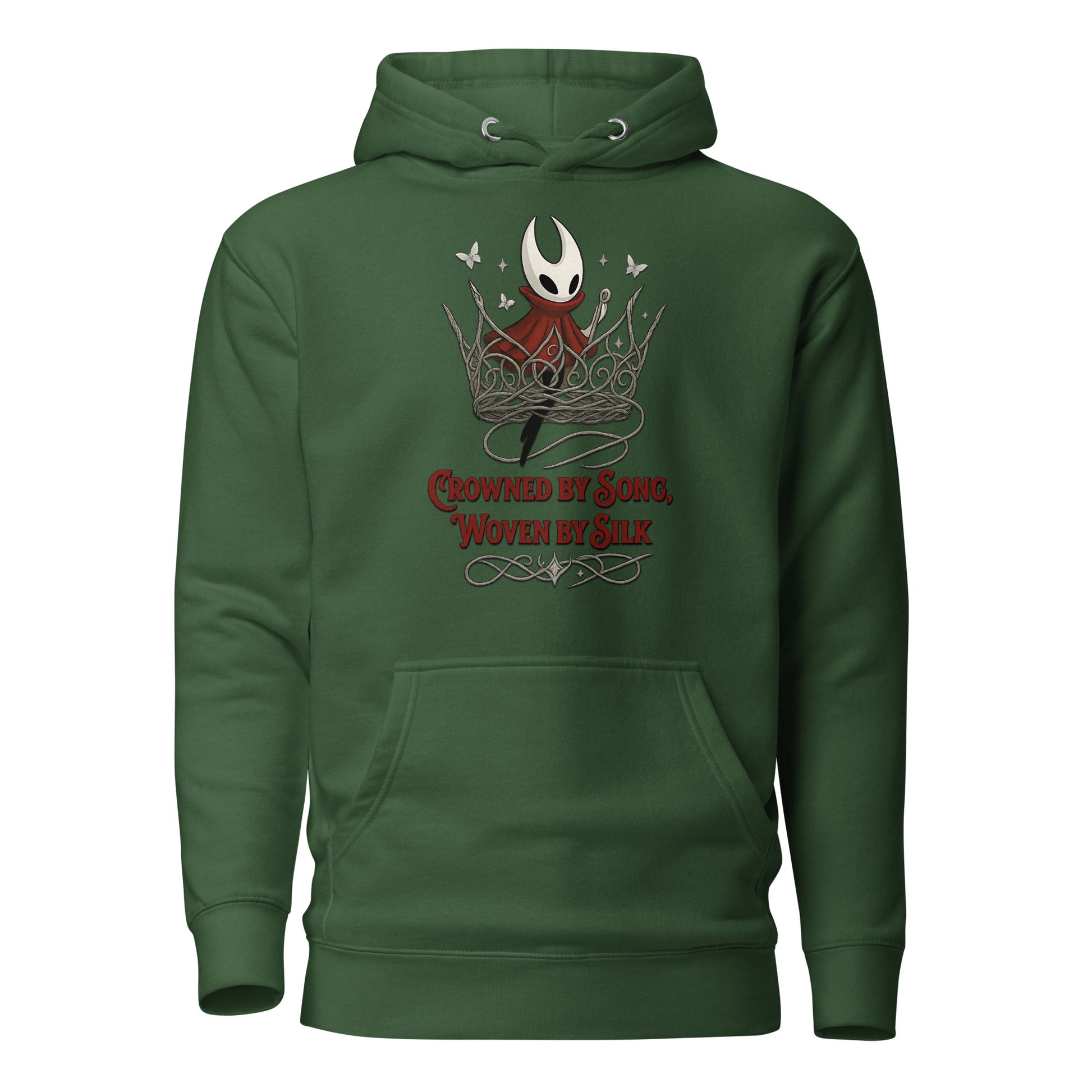 Crowned by Song Hoodie – Silksong Hornet Fan Art Tribute – fan-made gamer merch by GenioGoods