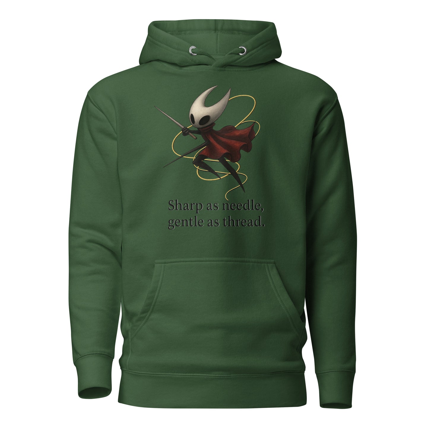Hornet silksong hoodie needle quote minimalist fan art – fan-made gamer merch by GenioGoods