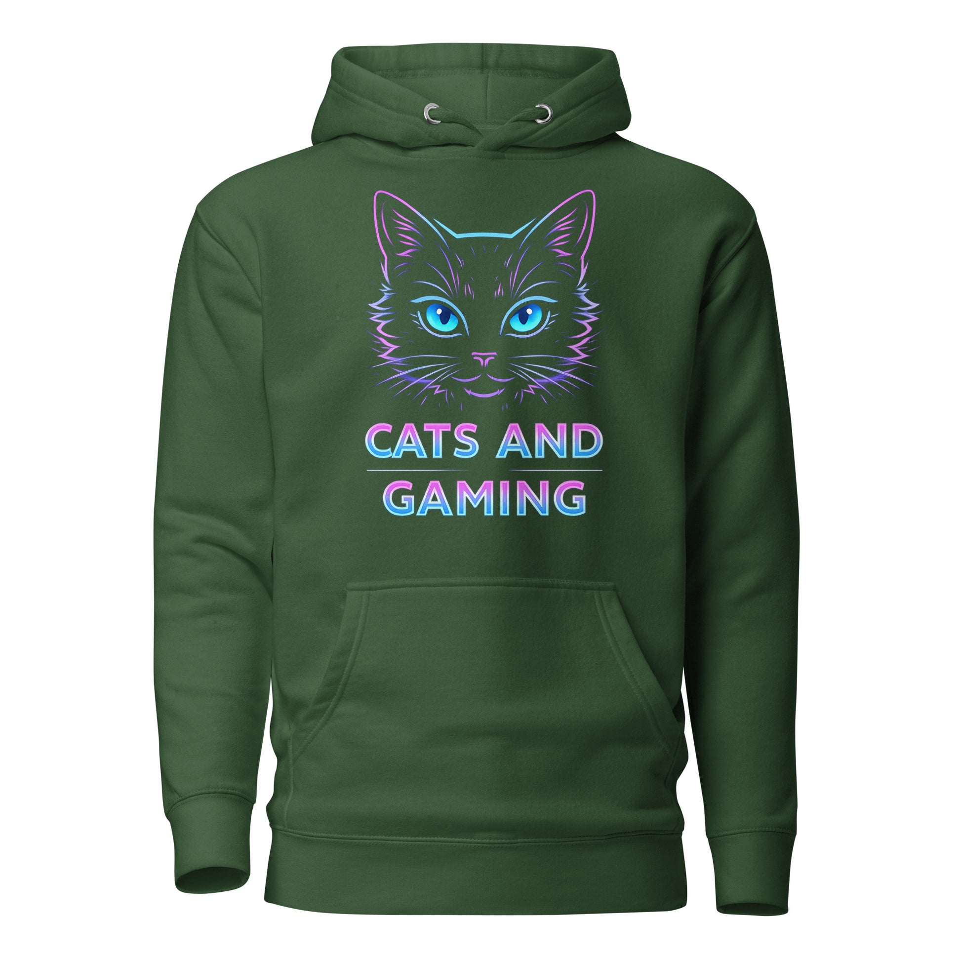Cats and gaming hoodie neon gamer cat aesthetic – original gamer merch by GenioGoods