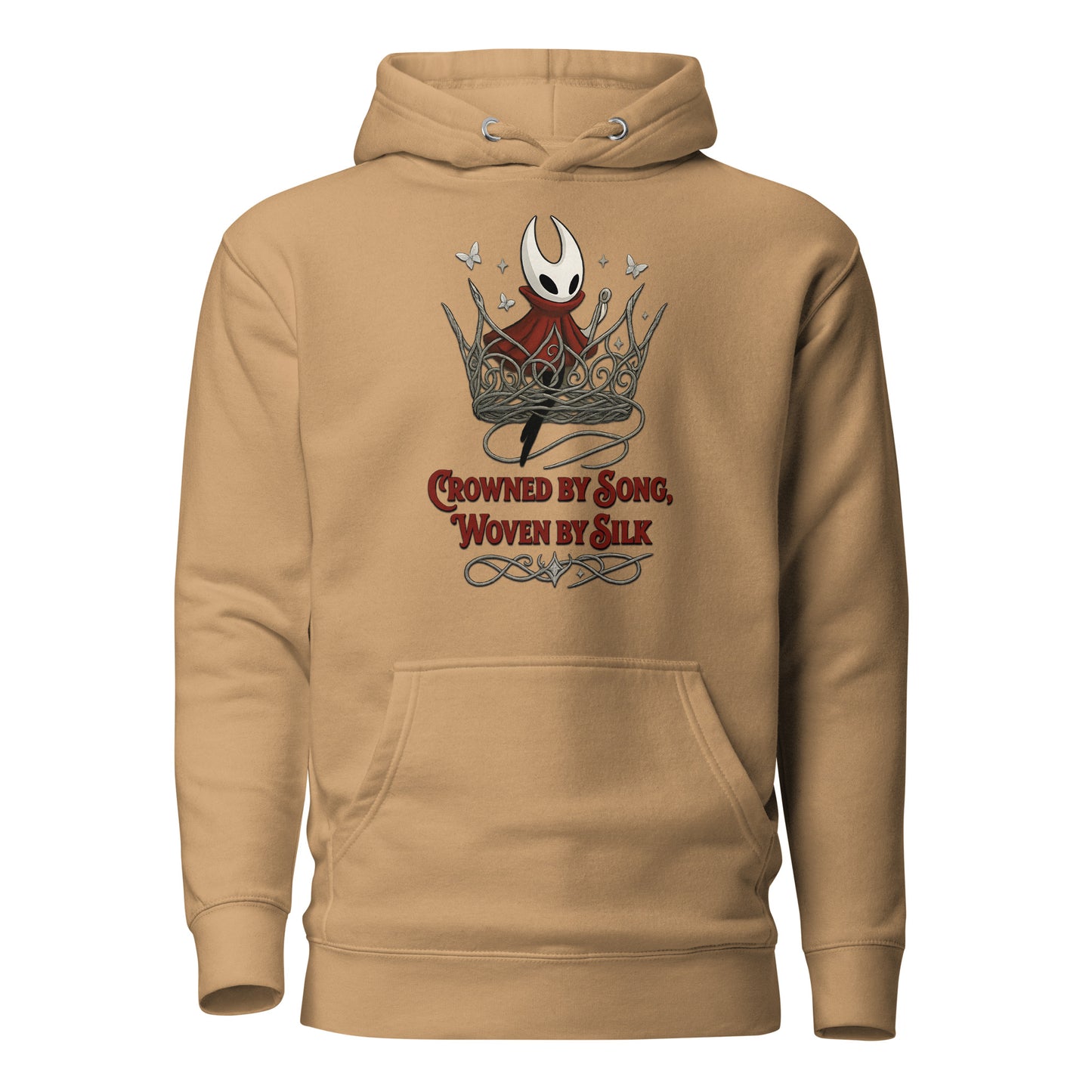 Crowned by Song Hoodie – Silksong Hornet Fan Art Tribute – fan-made gamer merch by GenioGoods