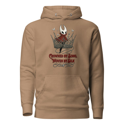 Crowned by Song Hoodie – Silksong Hornet Fan Art Tribute – fan-made gamer merch by GenioGoods