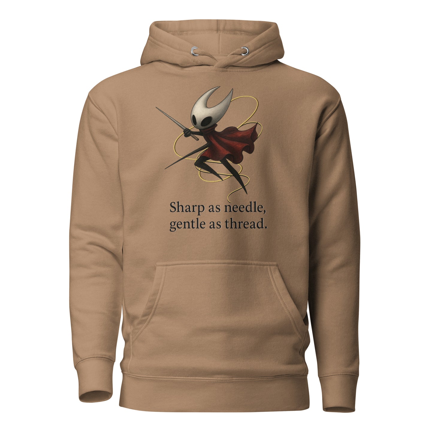 Hornet silksong hoodie needle quote minimalist fan art – fan-made gamer merch by GenioGoods