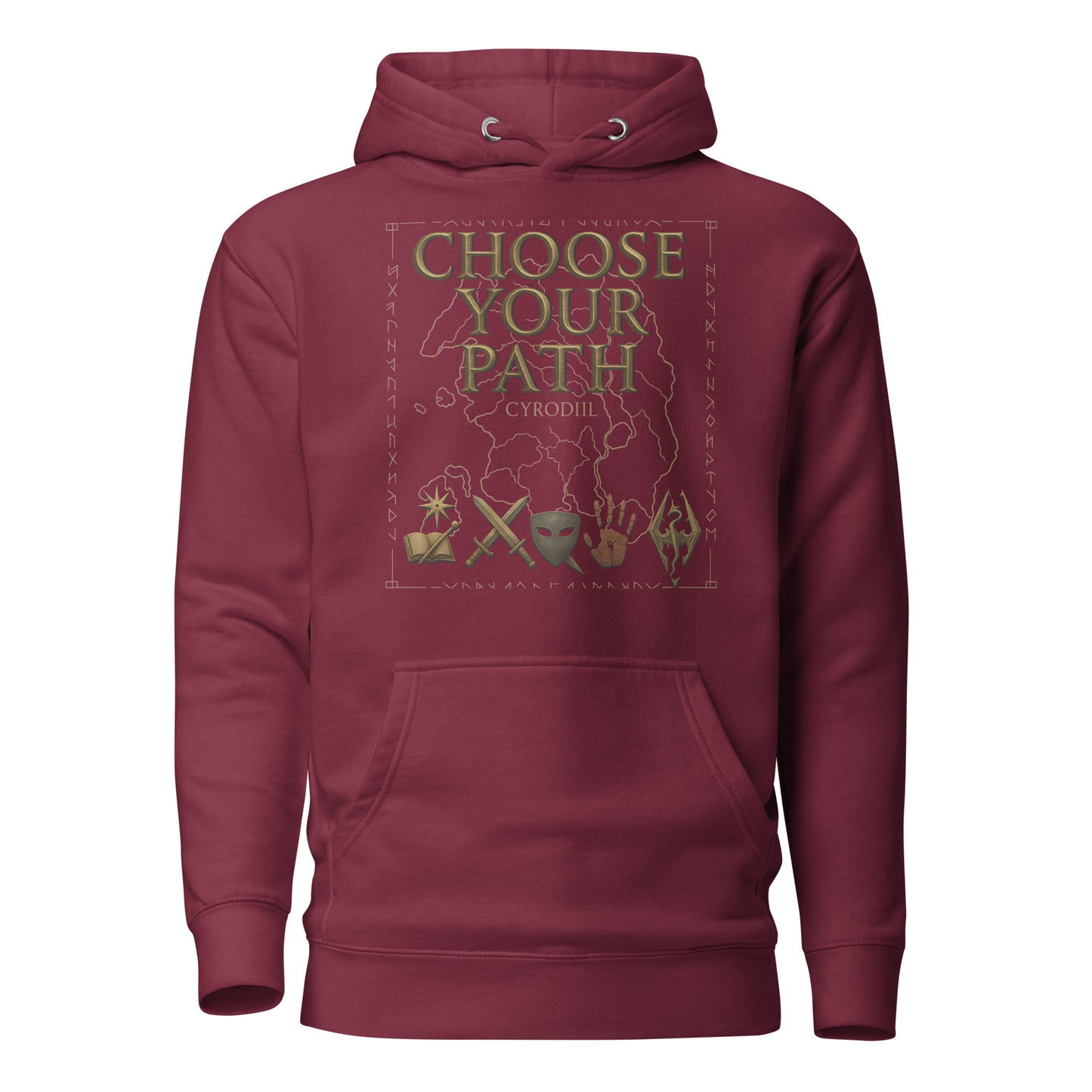 Oblivion Choose Your Path Hoodie – Cyrodiil Map Edition – fan-made gamer merch by GenioGoods