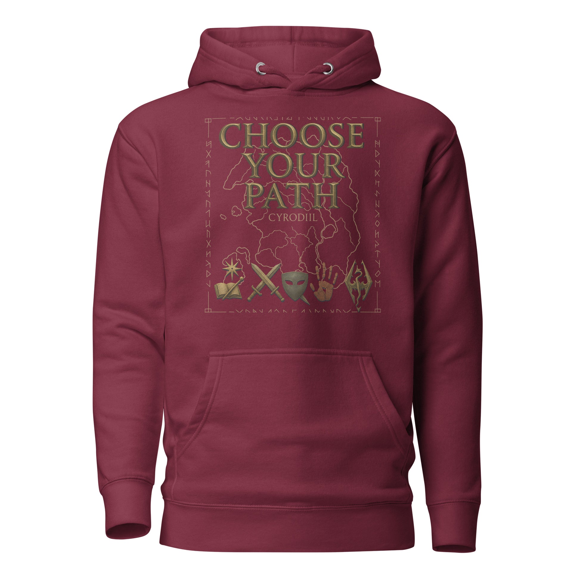 Oblivion Choose Your Path Hoodie – Cyrodiil Map Edition – fan-made gamer merch by GenioGoods