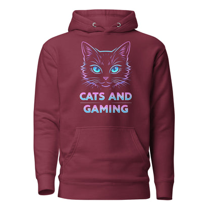 Cats and gaming hoodie neon gamer cat aesthetic – original gamer merch by GenioGoods
