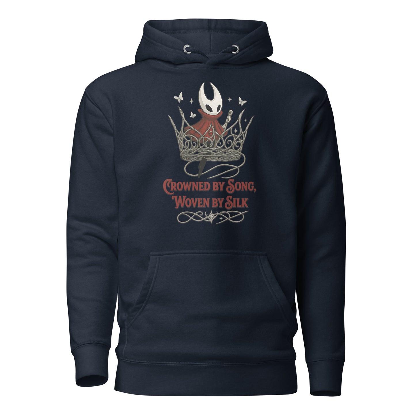Crowned by Song Hoodie – Silksong Hornet Fan Art Tribute – fan-made gamer merch by GenioGoods