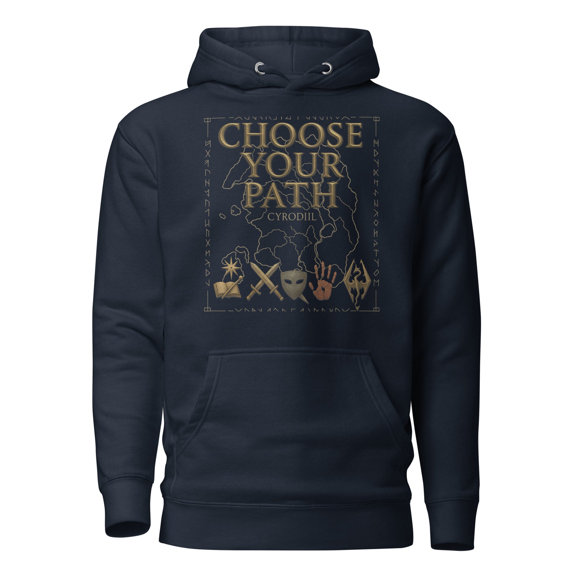 Oblivion Choose Your Path Hoodie – Cyrodiil Map Edition – fan-made gamer merch by GenioGoods
