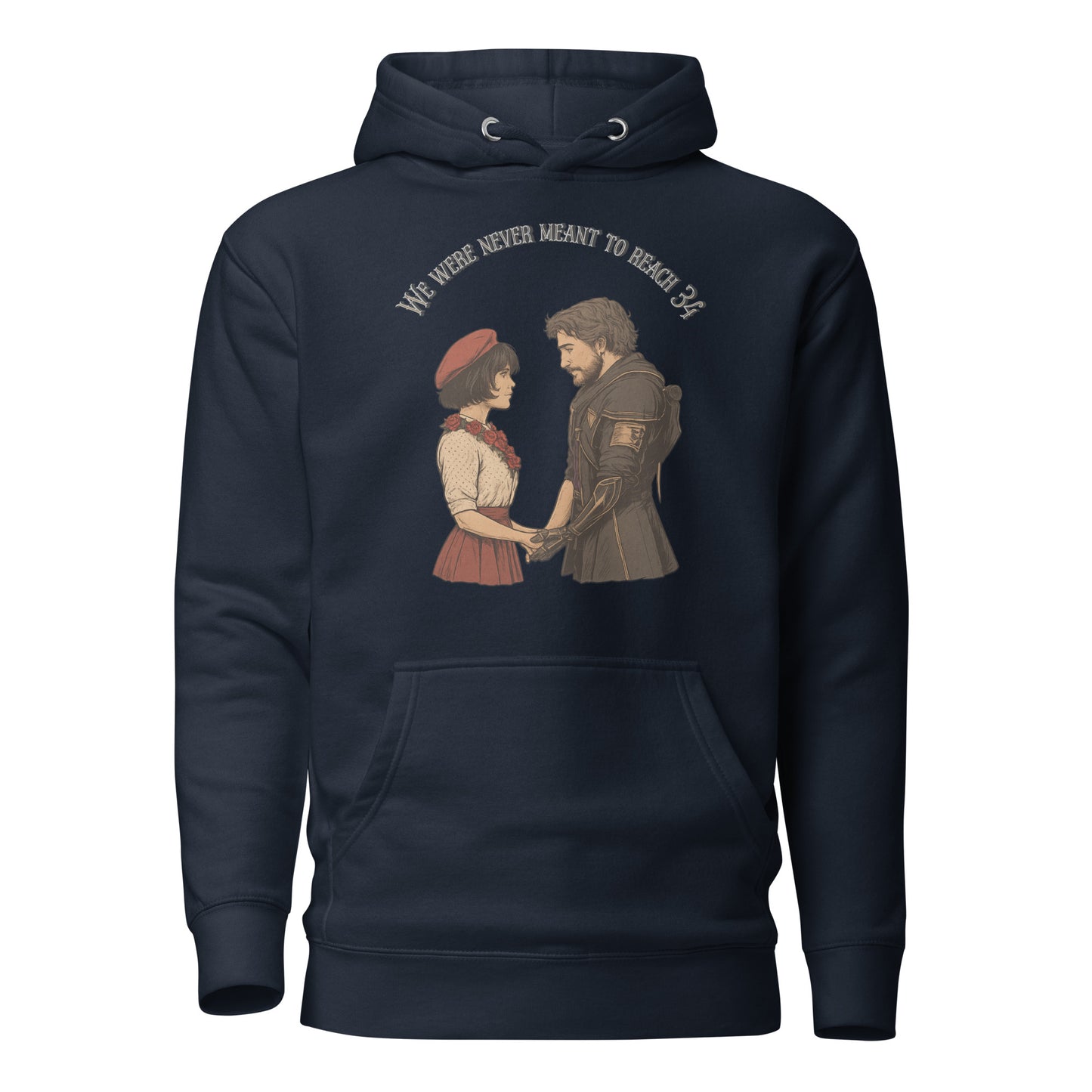 Clair Obscur Hoodie – We Were Never Meant to Reach 34 – fan-made gamer merch by GenioGoods
