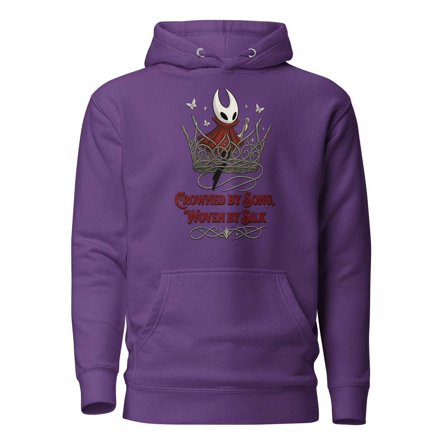 Crowned by Song Hoodie – Silksong Hornet Fan Art Tribute – fan-made gamer merch by GenioGoods