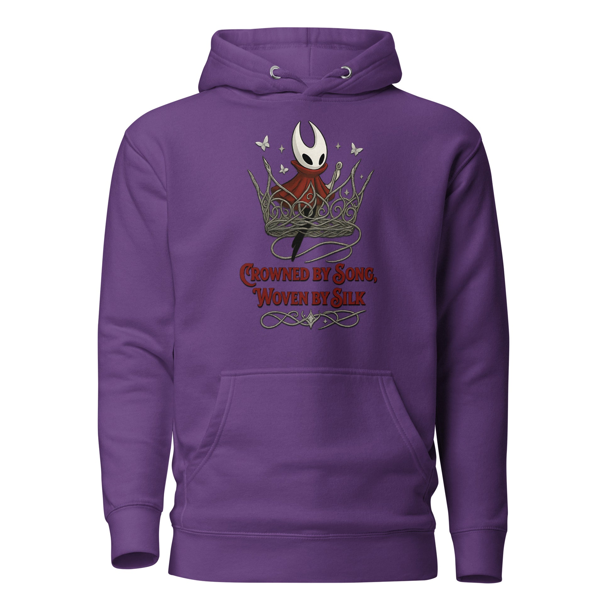 Crowned by Song Hoodie – Silksong Hornet Fan Art Tribute – fan-made gamer merch by GenioGoods