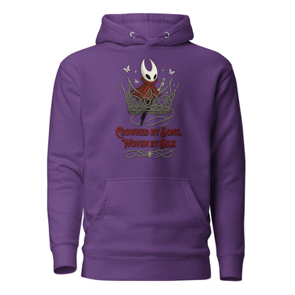 Crowned by Song Hoodie – Silksong Hornet Fan Art Tribute – fan-made gamer merch by GenioGoods