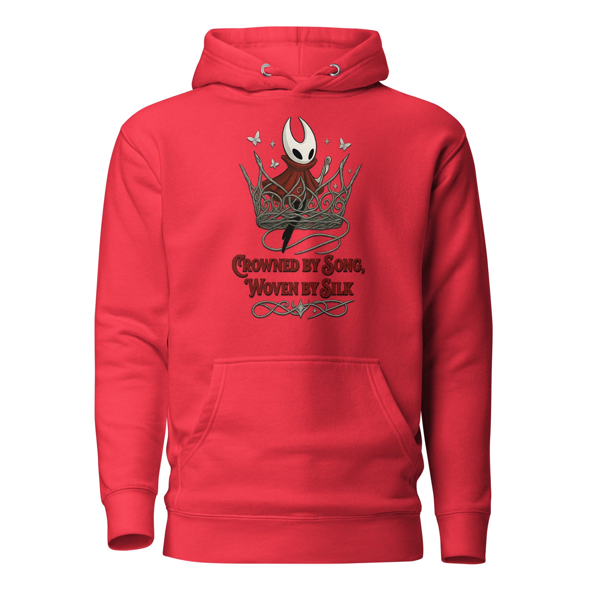 Crowned by Song Hoodie – Silksong Hornet Fan Art Tribute – fan-made gamer merch by GenioGoods