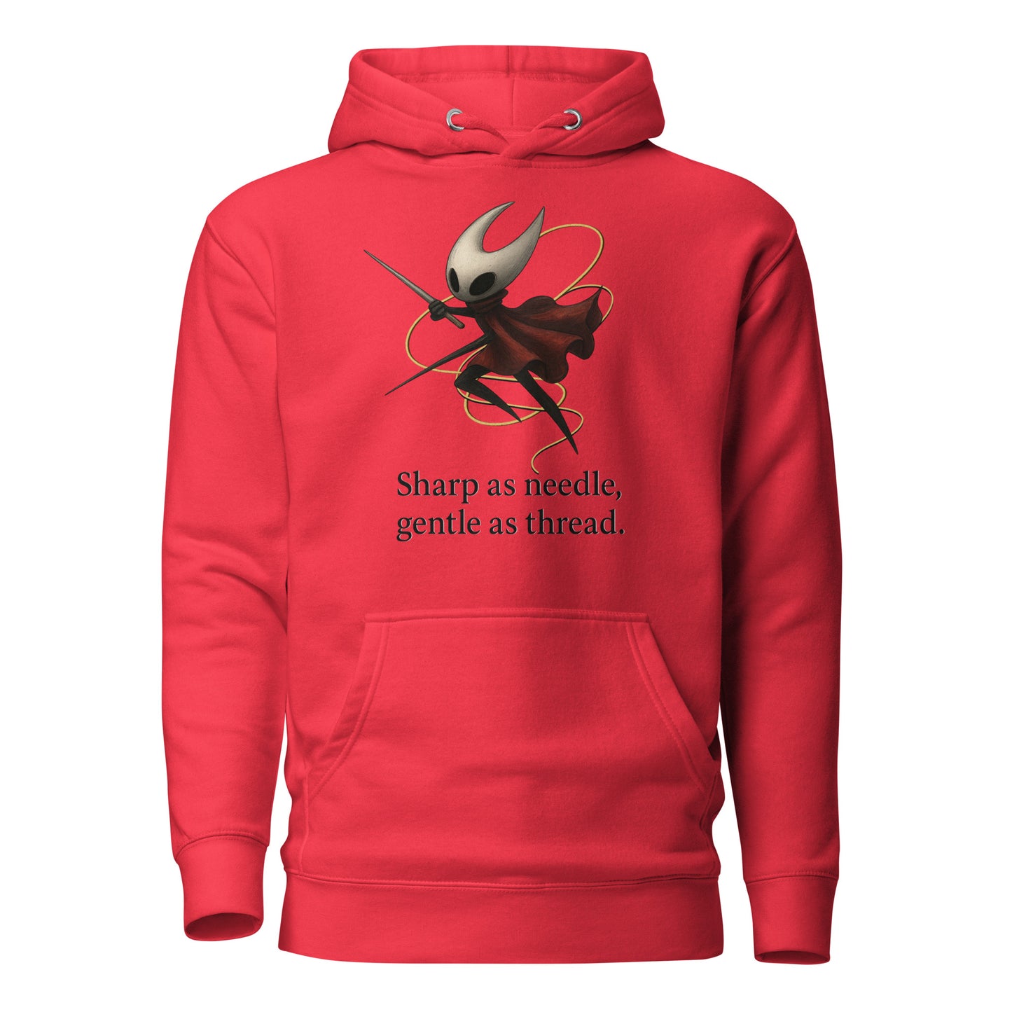 Hornet silksong hoodie needle quote minimalist fan art – fan-made gamer merch by GenioGoods