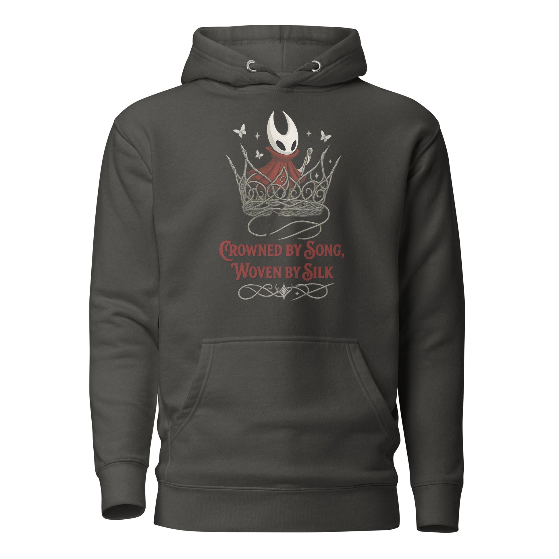 Crowned by Song Hoodie – Silksong Hornet Fan Art Tribute – fan-made gamer merch by GenioGoods