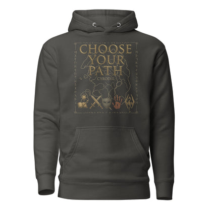 Oblivion Choose Your Path Hoodie – Cyrodiil Map Edition – fan-made gamer merch by GenioGoods