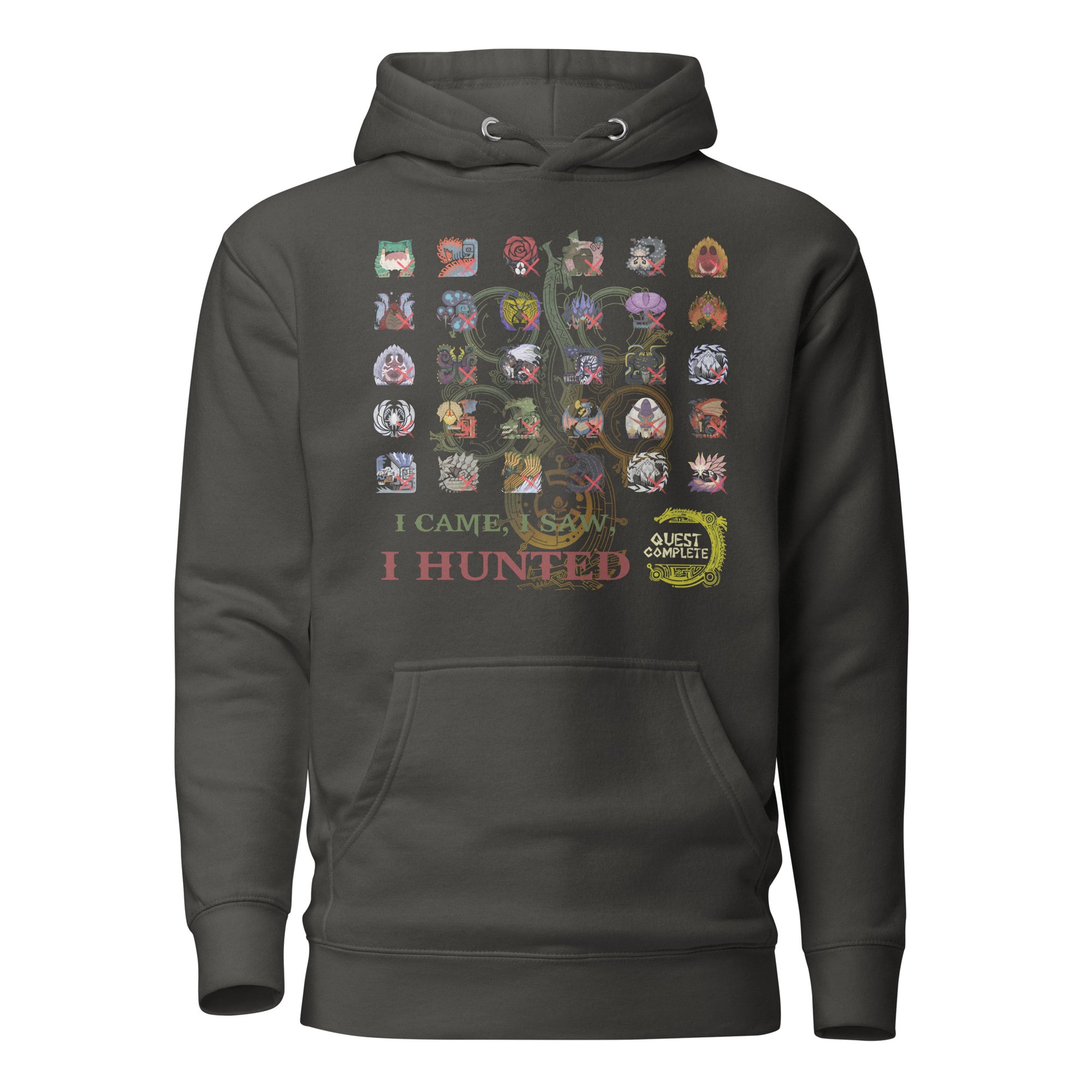 Monster Hunter Wilds Hoodie – Hunting Record Tribute – fan-made gamer merch by GenioGoods