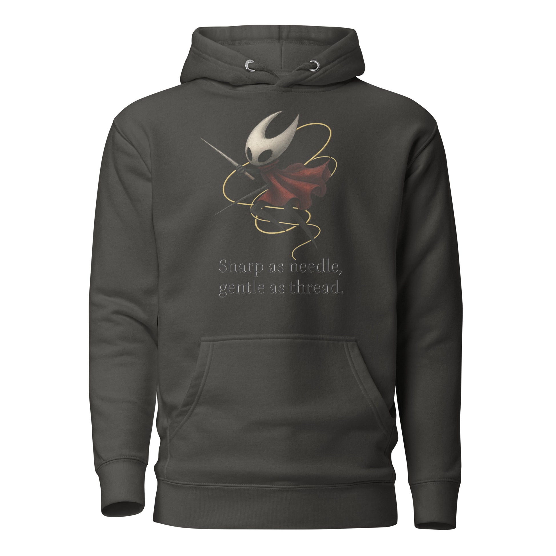 Hornet silksong hoodie needle quote minimalist fan art – fan-made gamer merch by GenioGoods