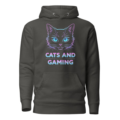 Cats and gaming hoodie neon gamer cat aesthetic – original gamer merch by GenioGoods