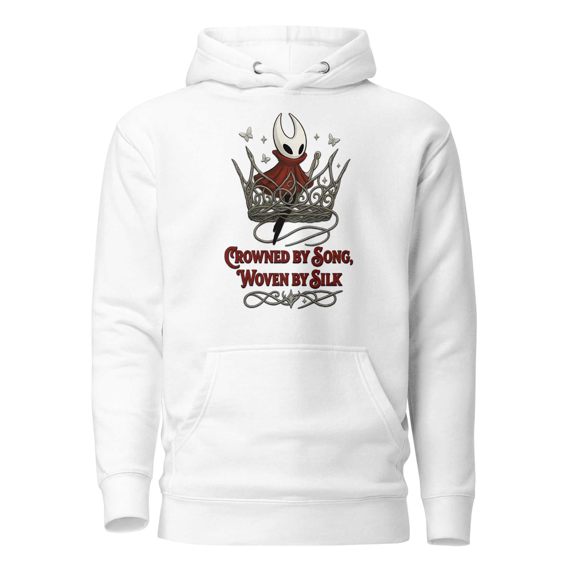 Crowned by Song Hoodie – Silksong Hornet Fan Art Tribute – fan-made gamer merch by GenioGoods