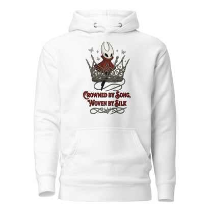 Crowned by Song Hoodie – Silksong Hornet Fan Art Tribute – fan-made gamer merch by GenioGoods