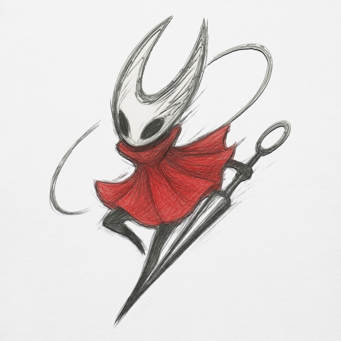 Hornet silksong hoodie hand-drawn sketch fan art – fan-made gamer merch by GenioGoods