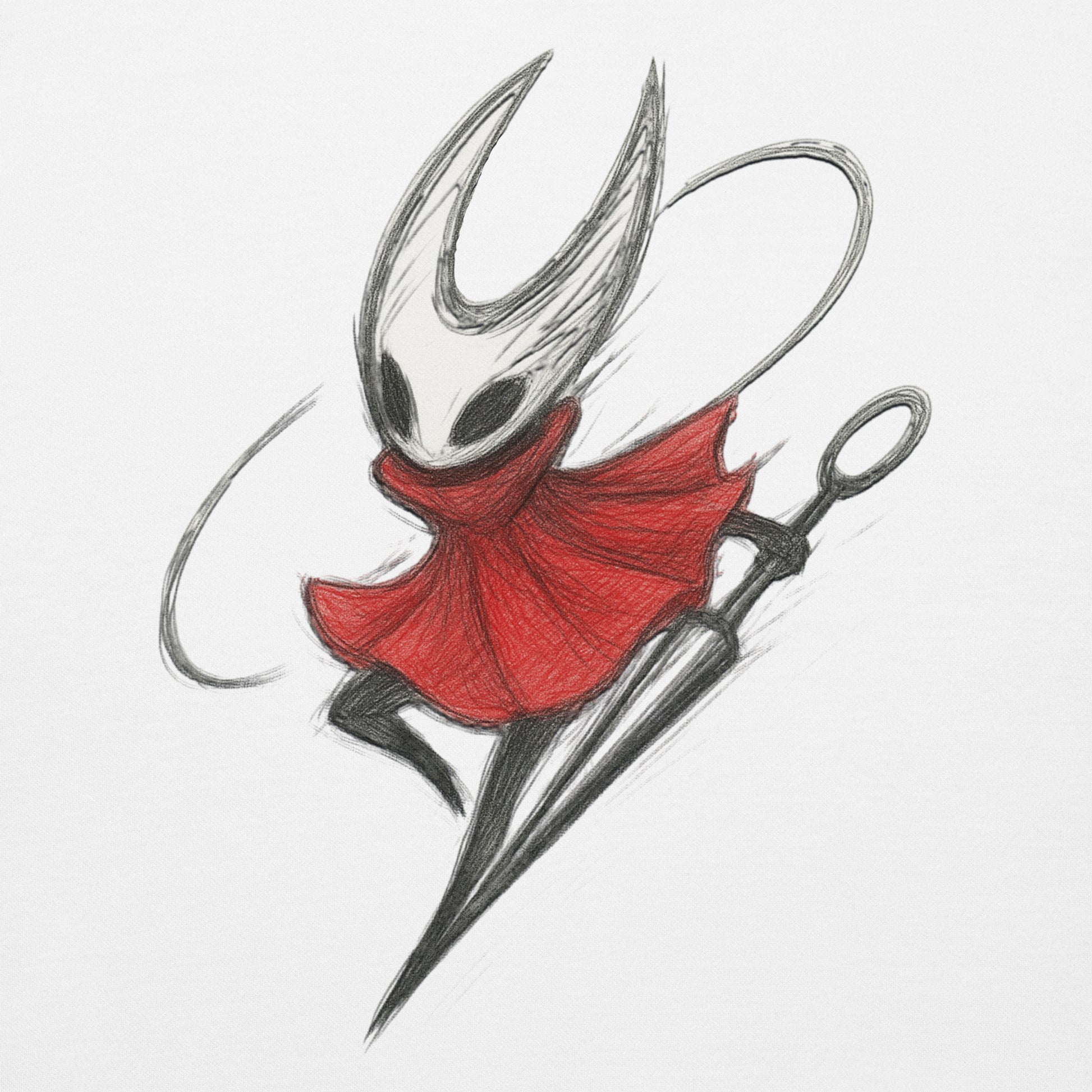 Hornet silksong hoodie hand-drawn sketch fan art – fan-made gamer merch by GenioGoods