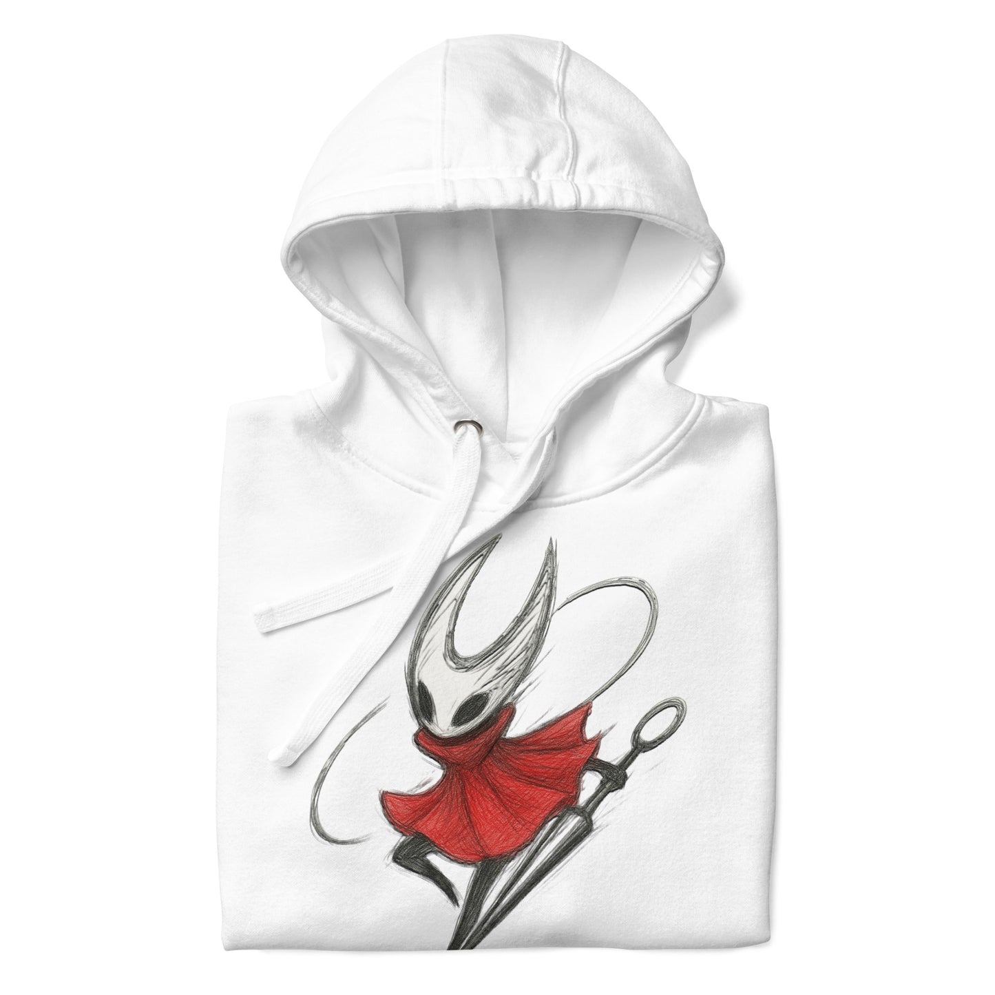 Hornet silksong hoodie hand-drawn sketch fan art – fan-made gamer merch by GenioGoods
