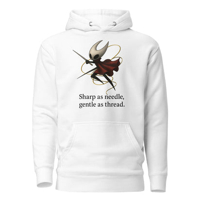 Hornet silksong hoodie needle quote minimalist fan art – fan-made gamer merch by GenioGoods