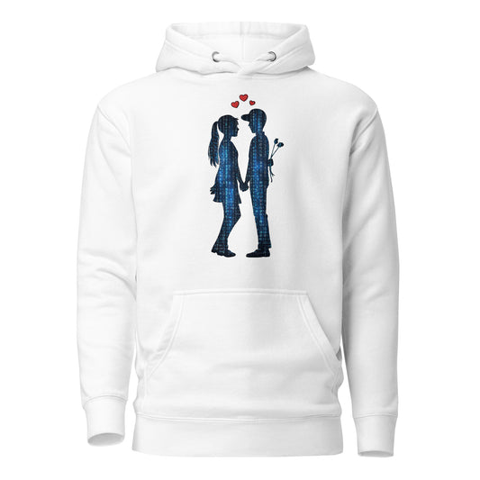 Digital Love Couple Hoodie – Modern Connection Design – fan-made gamer merch by GenioGoods