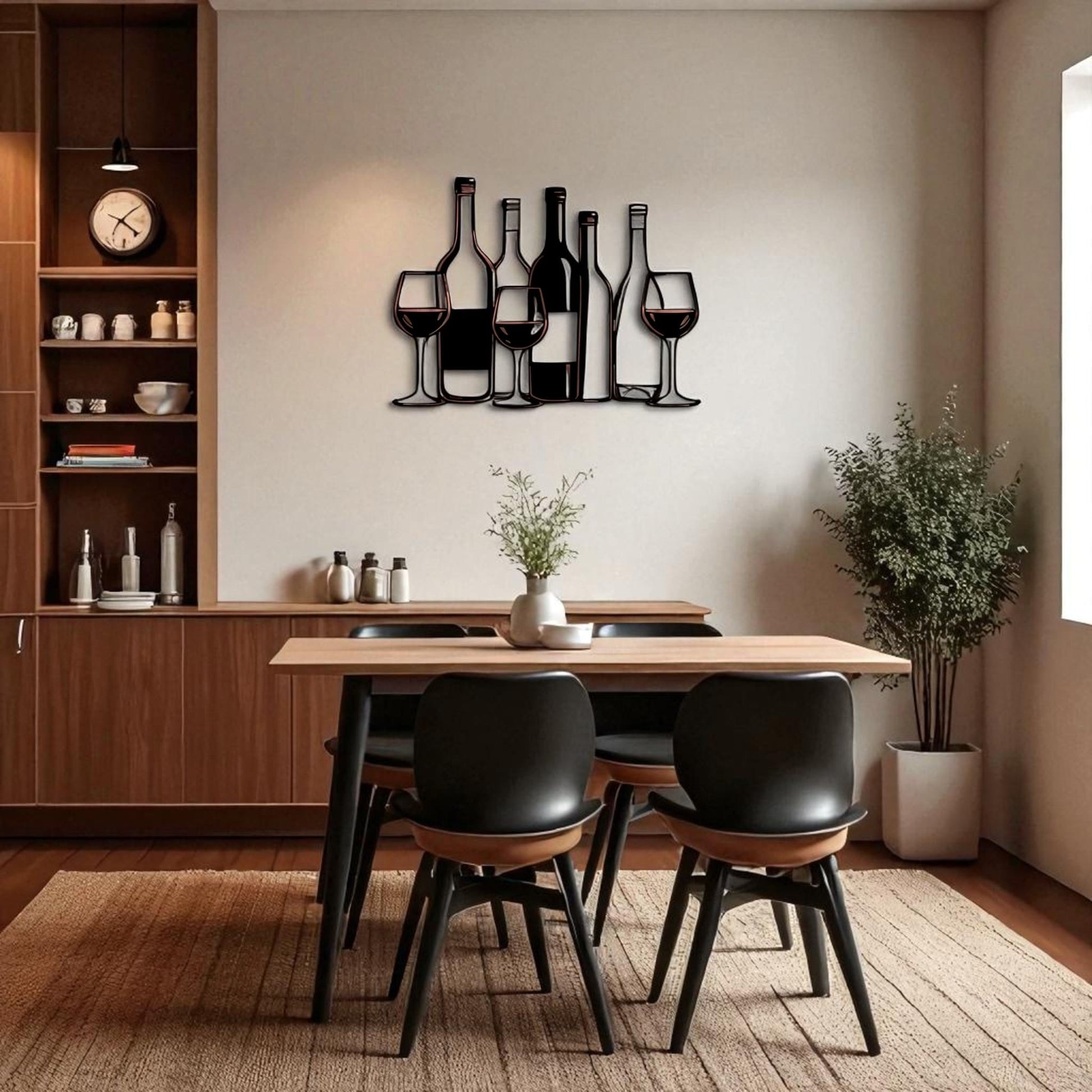 Metal Wine Bottles & Glasses Wall Art – Bar Kitchen Decor