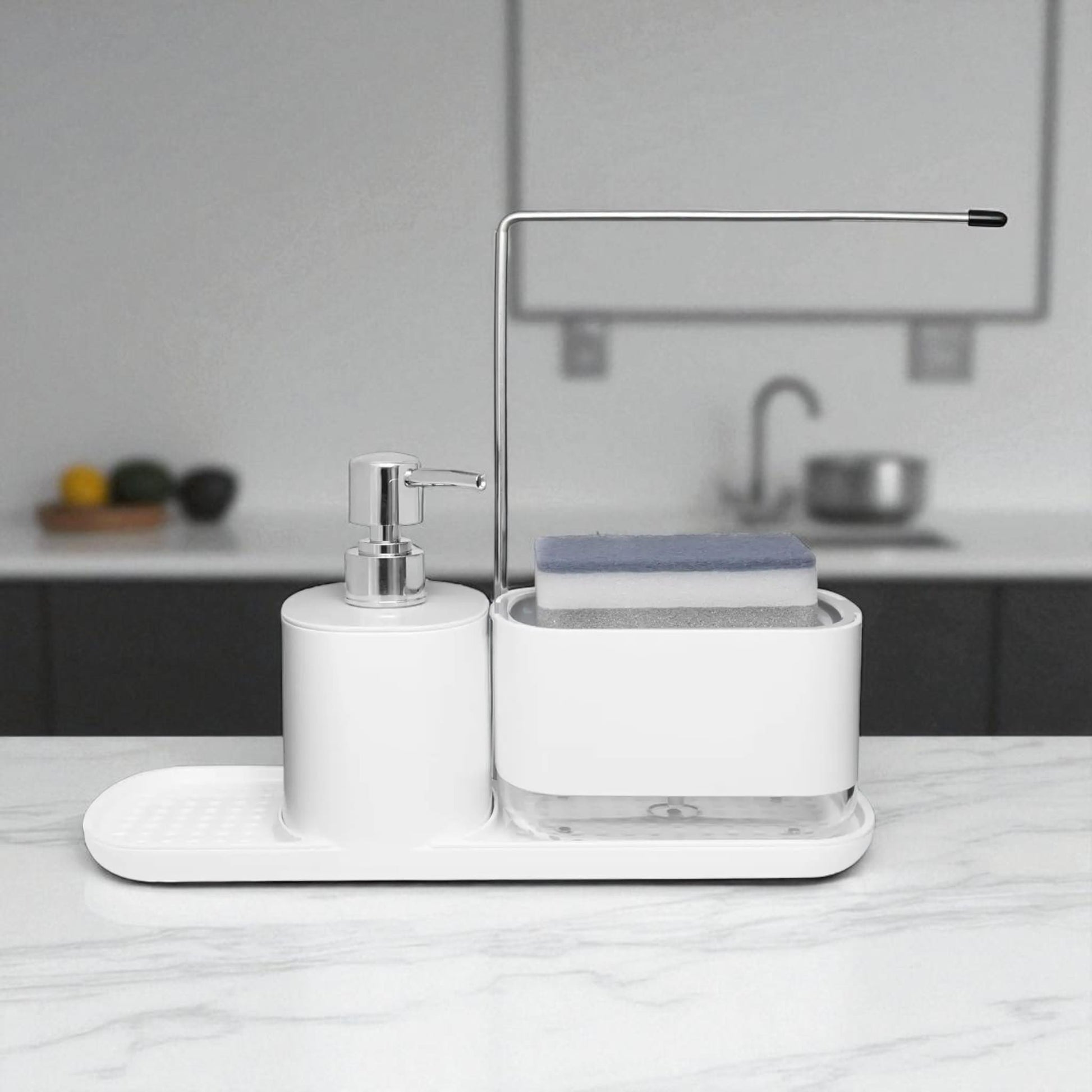 Kitchen soap dispenser set 4-in-1 – sleek sink organizer - Geniogoods
