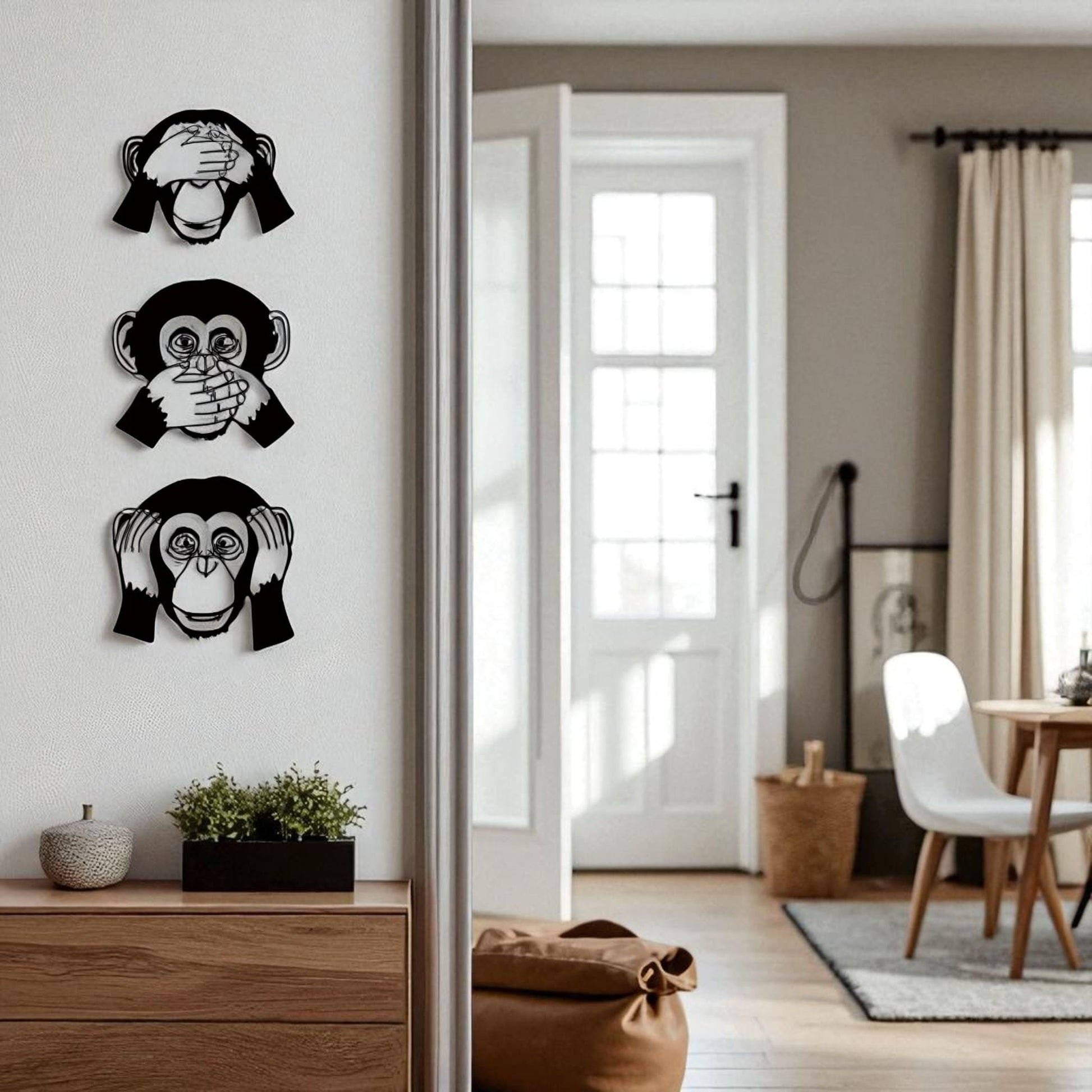 3 Pcs Funny Monkey Metal Wall Decor – See Hear Speak No Evil