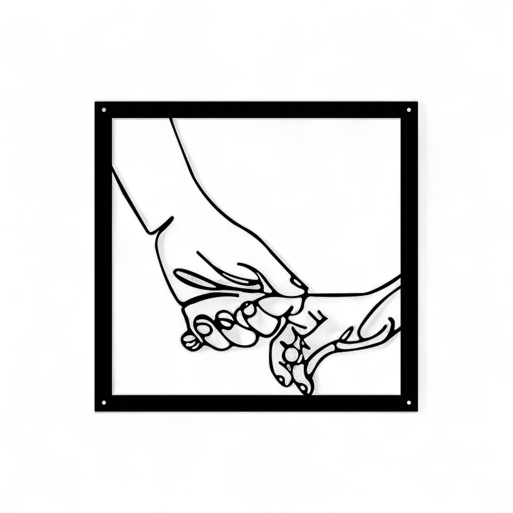 Minimalist Hand Line Art – Black Metal Wall Art
