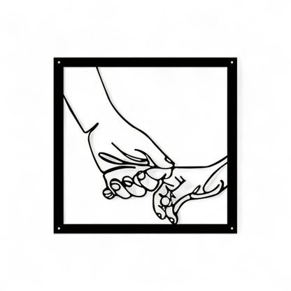 Minimalist Hand Line Art – Black Metal Wall Art