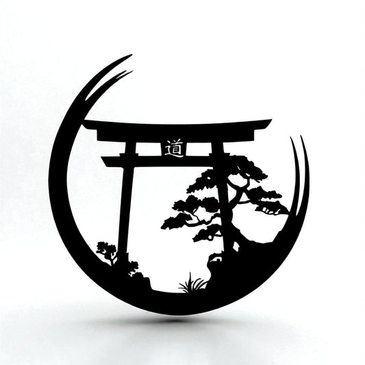 Japanese Torii Gate Metal Wall Sculpture – Zen Bonsai Art