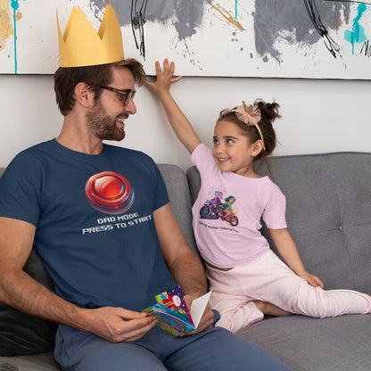 Dad Mode T-Shirt – Gamer Fatherhood Start Button Tee