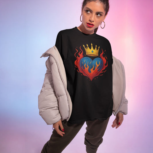 T-shirt Cœur en Flammes – Coton Unisexe Affirmé