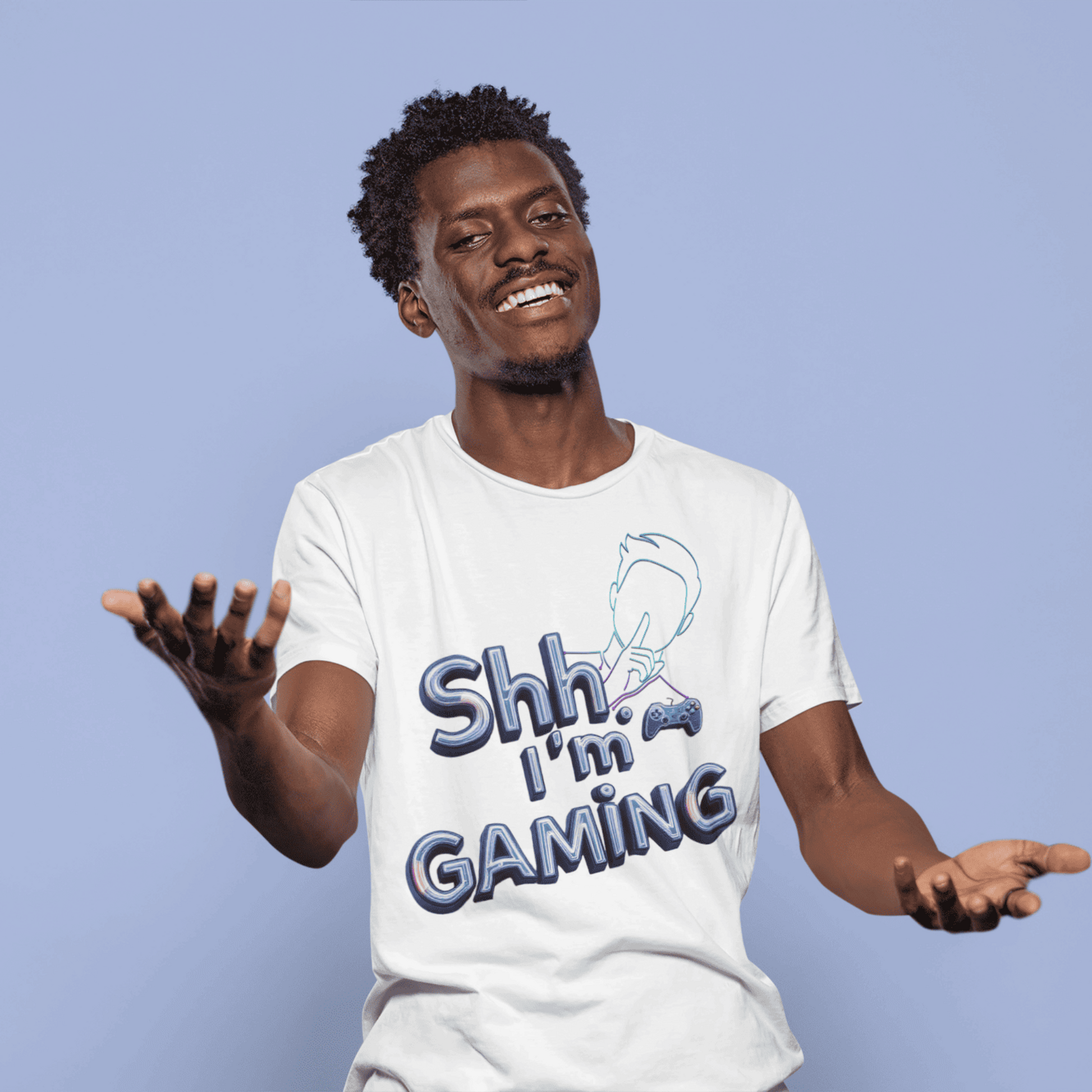 Shh I'm Gaming T-Shirt – Neon Funny Gamer Quote Design – original gamer merch by GenioGoods