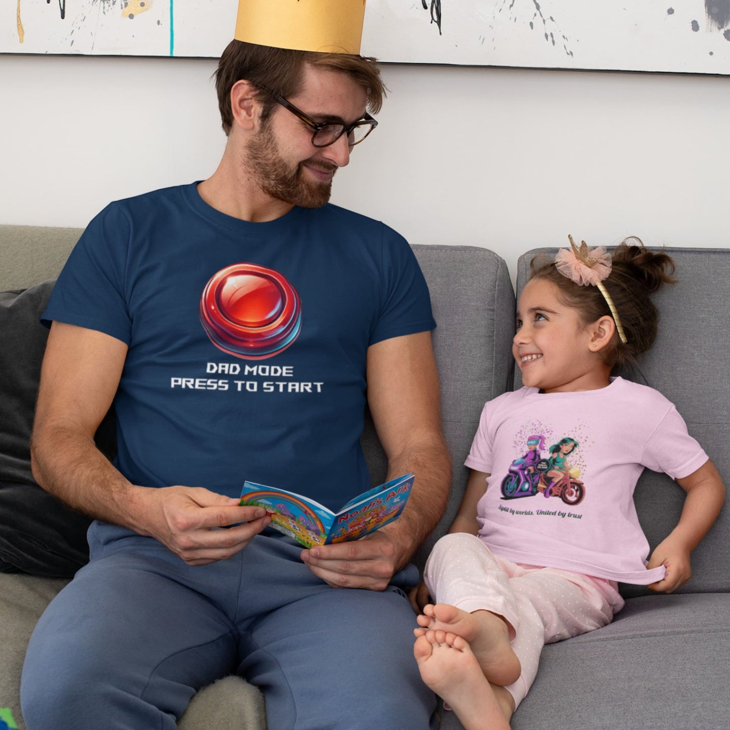 Dad Mode T-Shirt – Gamer Fatherhood Start Button Tee