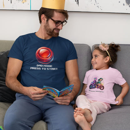 Dad Mode T-Shirt – Gamer Fatherhood Start Button Tee