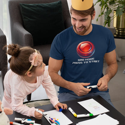 Dad Mode T-Shirt – Gamer Fatherhood Start Button Tee