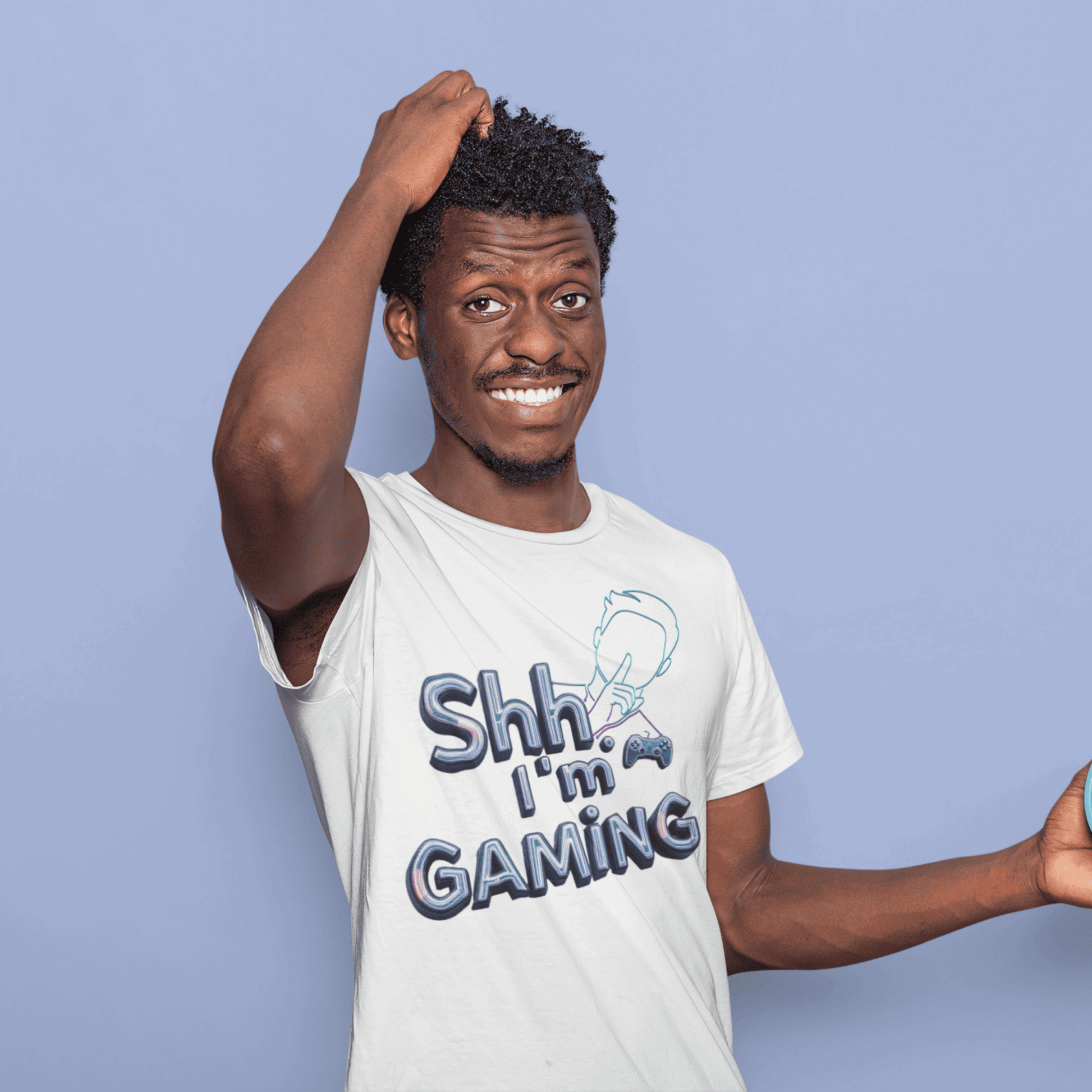 Shh I'm Gaming T-Shirt – Neon Funny Gamer Quote Design – original gamer merch by GenioGoods