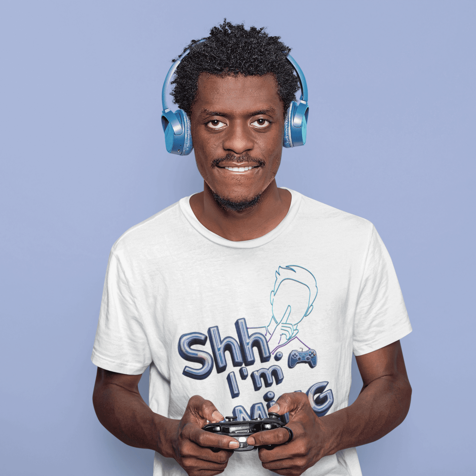 Shh I'm Gaming T-Shirt – Neon Funny Gamer Quote Design – original gamer merch by GenioGoods