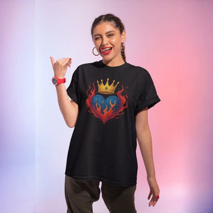 Crown Heart Flame T-Shirt – Unisex Cotton Statement Tee – fan-made gamer merch by GenioGoods