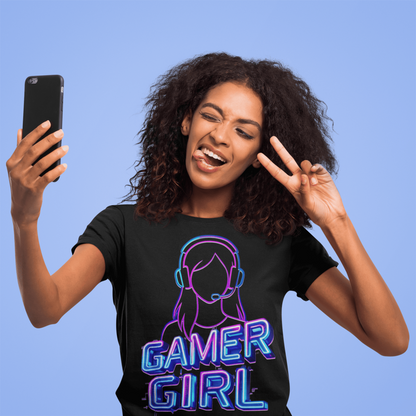 Gamer Girl T-Shirt – Neon Aesthetic Gaming Style Tee – original gamer merch by GenioGoods
