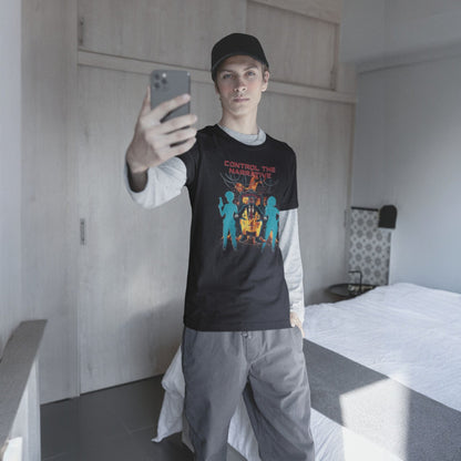 T-shirt Split Fiction Contrôlez la Narration – Art Gamer Dystopique