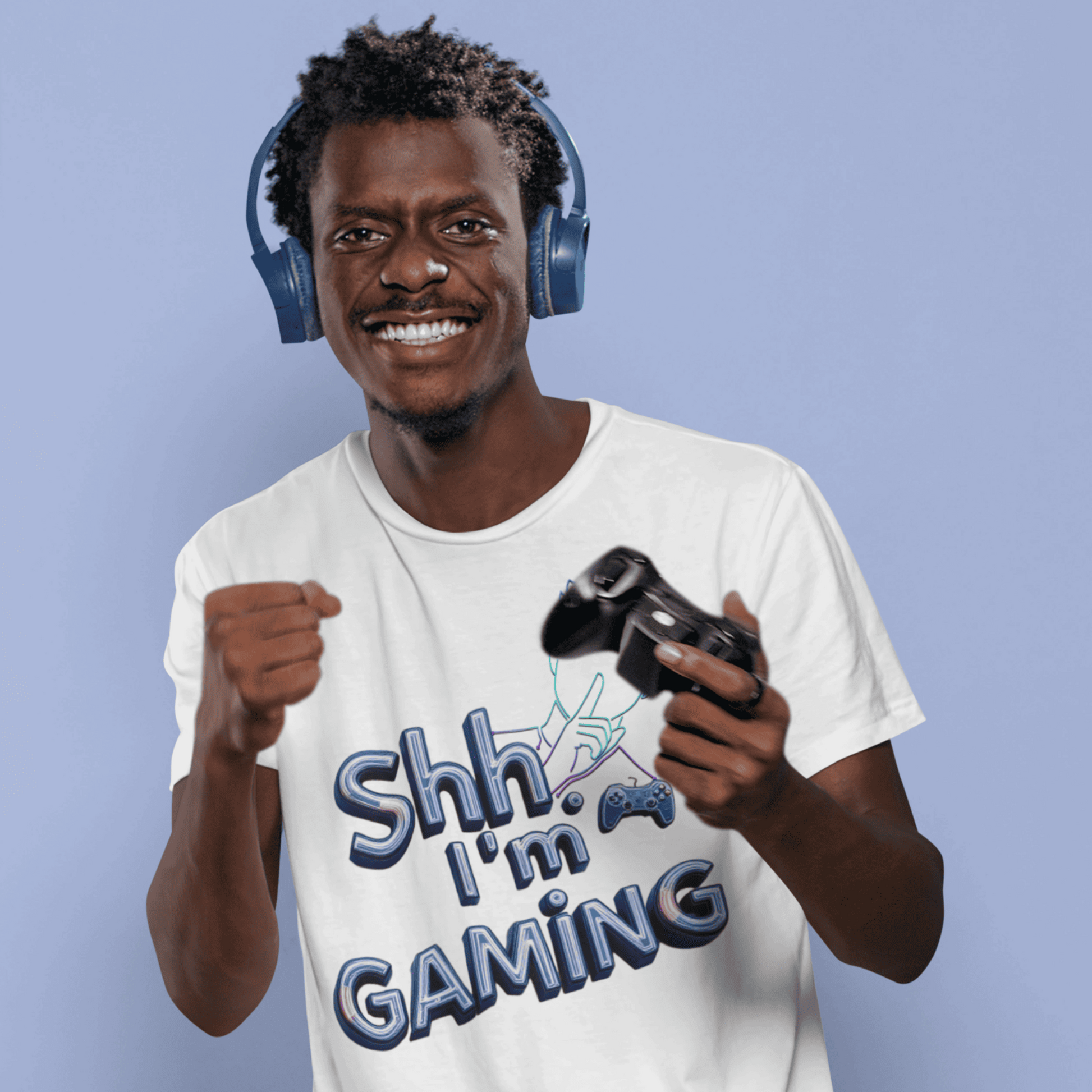 Shh I'm Gaming T-Shirt – Neon Funny Gamer Quote Design – original gamer merch by GenioGoods