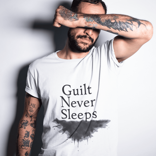 Guilt Psychological Horror T-Shirt – Guilt Never Sleeps – fan-made gamer merch by GenioGoods