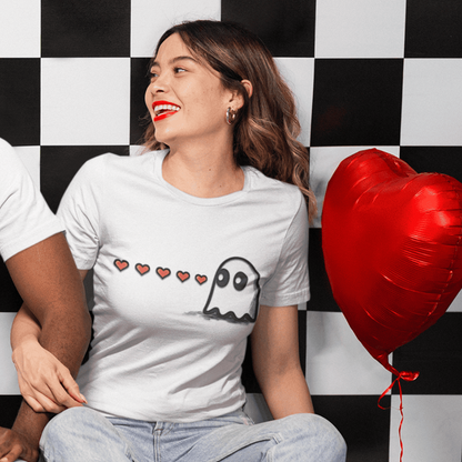 Arcade Love Couple T-Shirt – Ghost Side – original gamer merch by GenioGoods